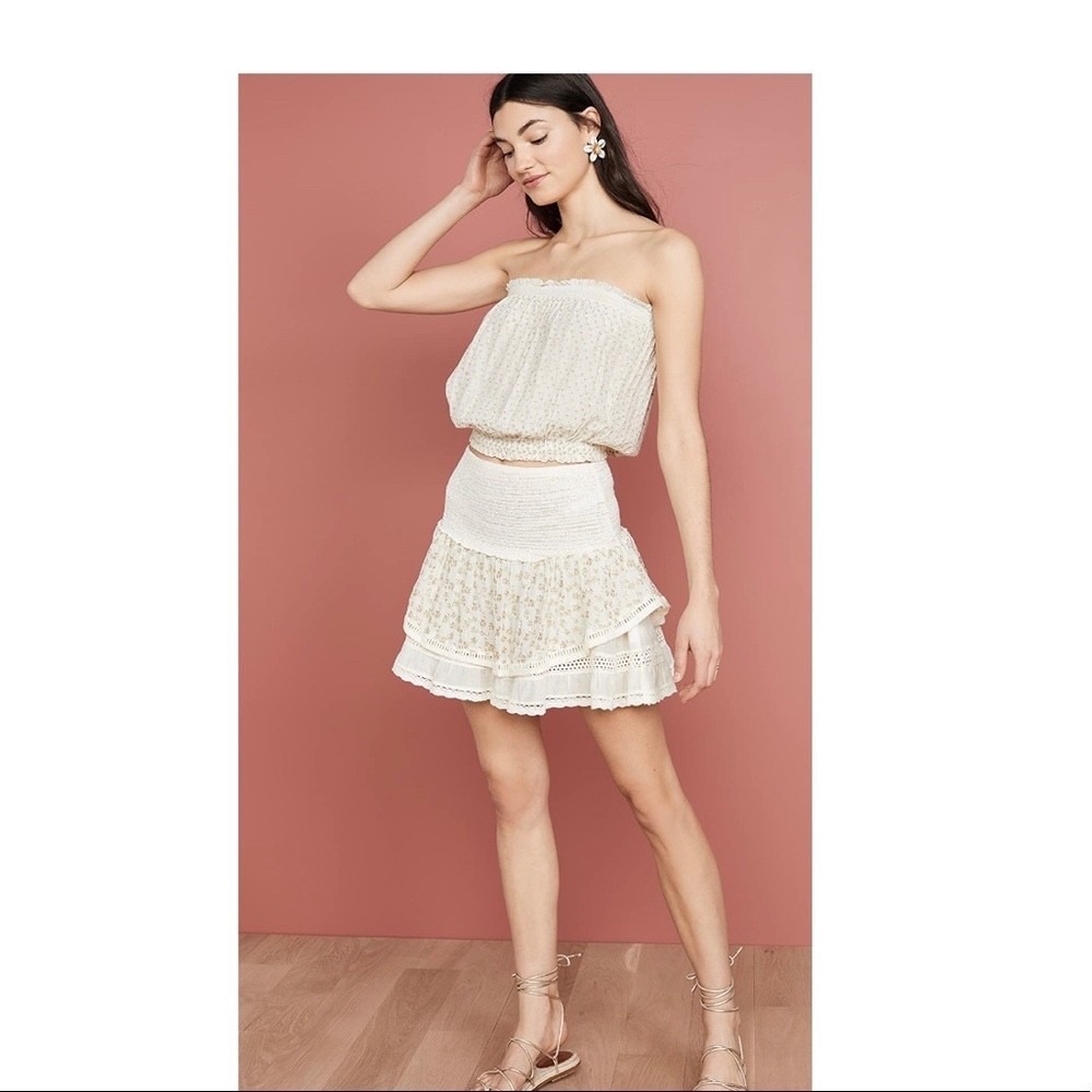 Ramy Brook | Mini Skirt Size S In Creme and Gold - Picture 2 of 7